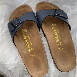 Cute cork blue one strap Birkenstock’s
